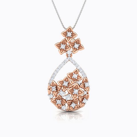 Freesia Floral Diamond Pendant Diamond Pendants 18 Karat Rose Gold Freesia Floral Diamond Pendant
