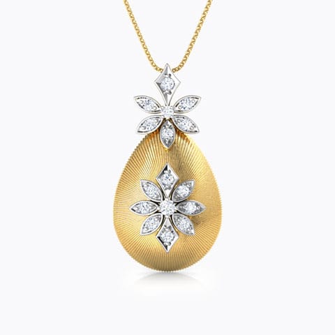 Stark Drop Diamond Brocade Pendant Diamond Pendants 18 Karat Yellow Gold Stark Drop Diamond Brocade Pendant