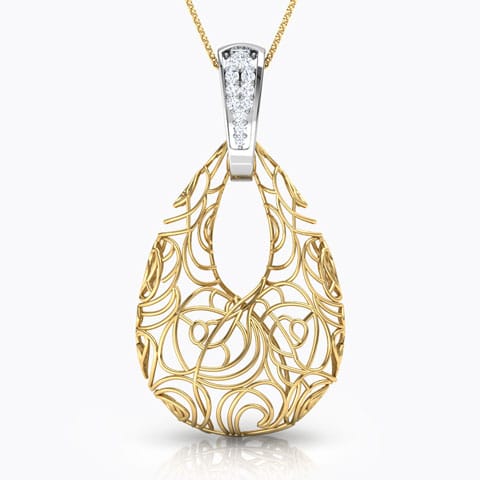 Aquila Trellis Diamond Pendant Diamond Pendants 18 Karat Two Tone Gold Aquila Trellis Diamond Pendant