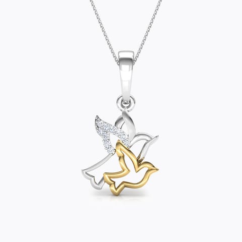 Dove Mother and Daughter Diamond Pendant Diamond Pendants 14 Karat Two Tone Gold Dove Mother and Daughter Diamond Pendant