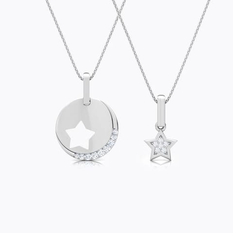 Starry Mother and Daughter Duo Diamond Pendant Diamond Pendants 18 Karat White Gold Starry Mother and Daughter Duo Diamond Pendant