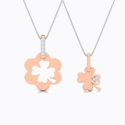 Clover Mother and Daughter Duo Diamond Pendant Diamond Pendants 18 Karat Rose Gold Clover Mother and Daughter Duo Diamond Pendant