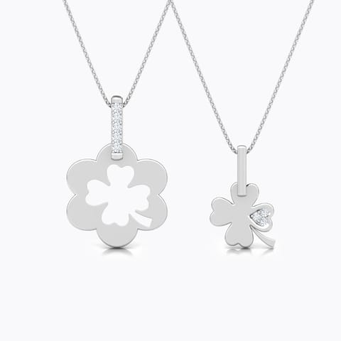 Clover Mother and Daughter Duo Diamond Pendant Diamond Pendants 18 Karat White Gold Clover Mother and Daughter Duo Diamond Pendant