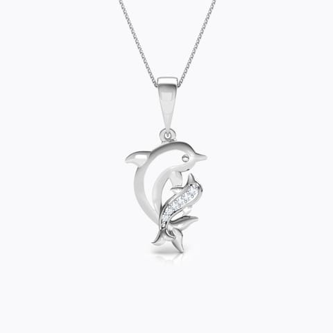 Dolphin Mother and Daughter Diamond Pendant Diamond Pendants 18 Karat White Gold Dolphin Mother and Daughter Diamond Pendant