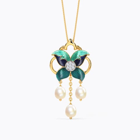 Aamira Iris Pearl Pendant Diamond,Gemstone Pendants 18 Karat Yellow Gold Aamira Iris Pearl Pendant
