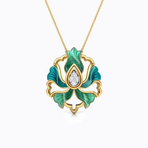 Firoza Iris Diamond Pendant Diamond Pendants 18 Karat Yellow Gold Firoza Iris Diamond Pendant