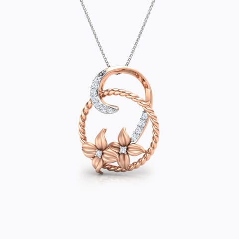 Gaura Floret Diamond Pendant Diamond Pendants 18 Karat Rose Gold Gaura Floret Diamond Pendant