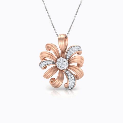 Daisy Bloom Diamond Pendant Diamond Pendants 18 Karat Rose Gold Daisy Bloom Diamond Pendant