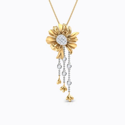 Aster Bloom Diamond Pendant Diamond Pendants 18 Karat Two Tone Gold Aster Bloom Diamond Pendant