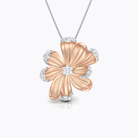 Azalea Diamond Bloom Pendant Diamond Pendants 14 Karat Rose Gold Azalea Diamond Bloom Pendant