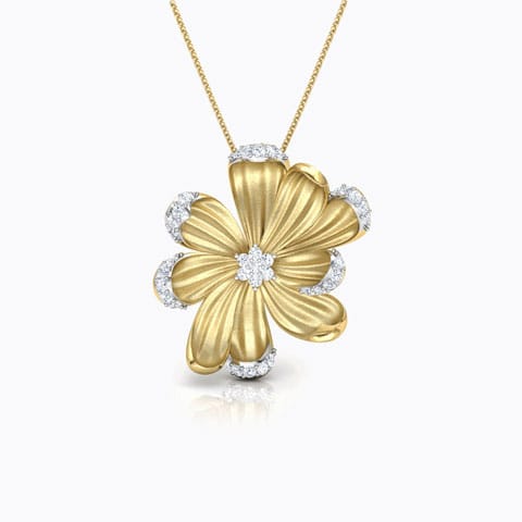 Azalea Diamond Bloom Pendant Diamond Pendants 18 Karat Yellow Gold Azalea Diamond Bloom Pendant