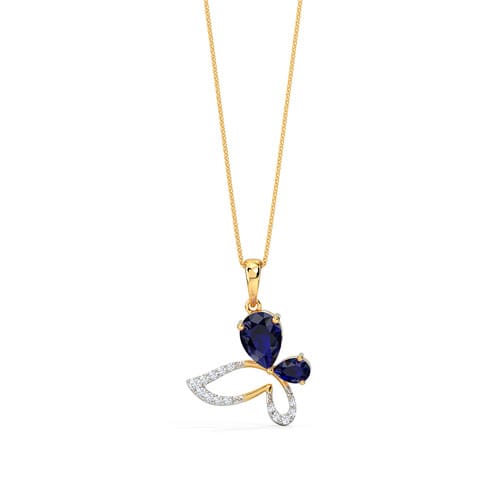 Butterfly Gemstone Pendant Diamond,Gemstone Pendants 18 Karat Yellow Gold Butterfly Gemstone Pendant