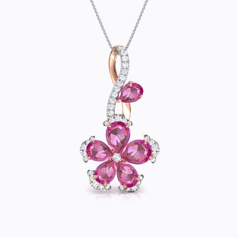 Soha Floret Gemstone Pendant Diamond,Gemstone Pendants 18 Karat Rose Gold Soha Floret Gemstone Pendant