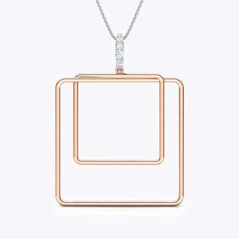 Minimalistic Quad Diamond Pendant Diamond Pendants 14 Karat Two Tone Gold Minimalistic Quad Diamond Pendant