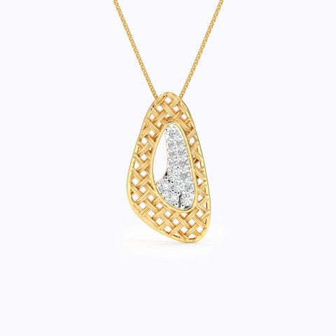 Asymmetric Twill Diamond Pendant Diamond Pendants 18 Karat Yellow Gold Asymmetric Twill Diamond Pendant