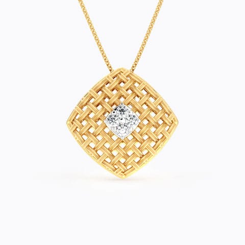 Checkered Twill Diamond Pendant Diamond Pendants 18 Karat Yellow Gold Checkered Twill Diamond Pendant