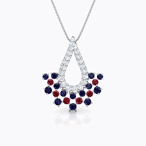 Veda Vibrant Gemstone Pendant Diamond,Gemstone Pendants 18 Karat White Gold Veda Vibrant Gemstone Pendant