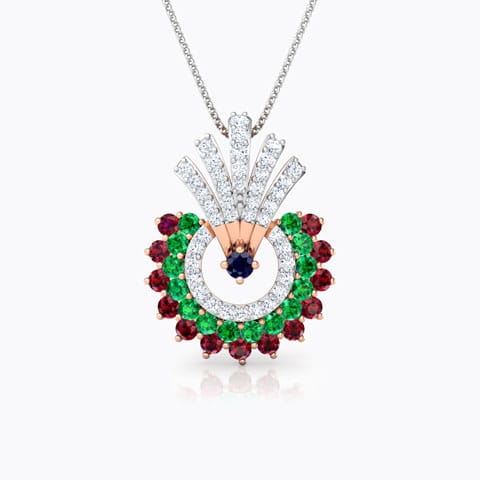 Hrishita Vibrant Gemstone Pendant Diamond,Gemstone Pendants 18 Karat Rose Gold Hrishita Vibrant Gemstone Pendant