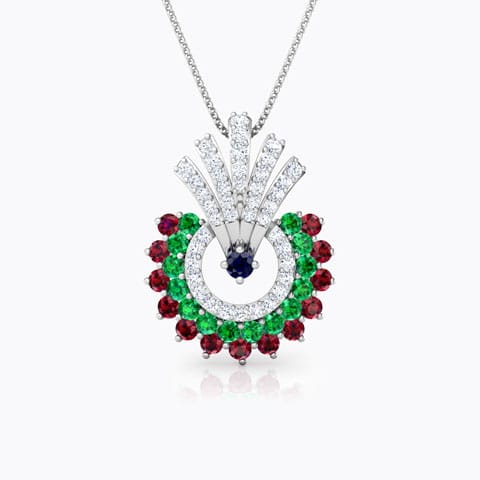 Hrishita Vibrant Gemstone Pendant Diamond,Gemstone Pendants 18 Karat White Gold Hrishita Vibrant Gemstone Pendant