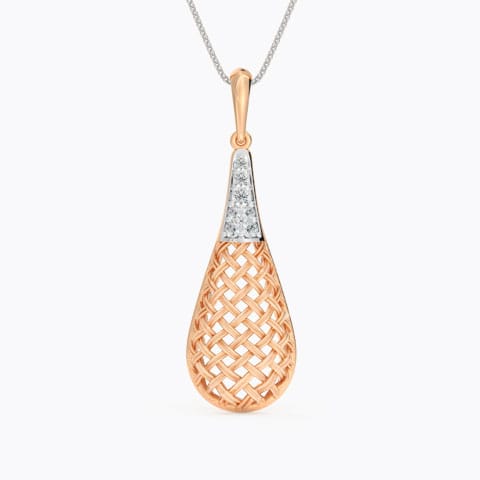 Drop Twill Diamond Pendant Diamond Pendants 18 Karat Rose Gold Drop Twill Diamond Pendant