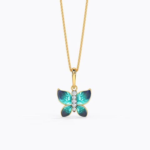 Hover Blue Butterfly Diamond Pendant Diamond Pendants 18 Karat Yellow Gold Hover Blue Butterfly Diamond Pendant