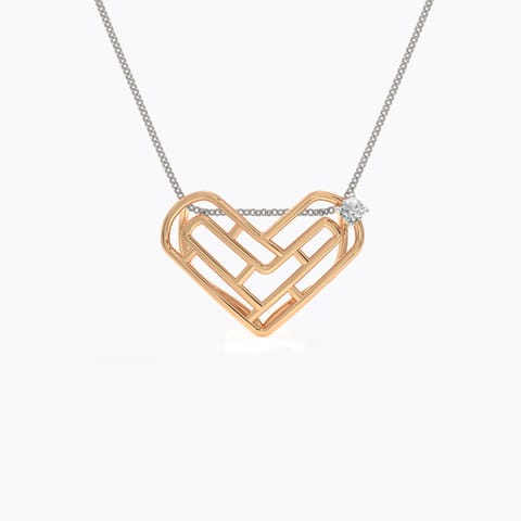 Maze Heart Diamond Pendant Diamond Pendants 14 Karat Rose Gold Maze Heart Diamond Pendant
