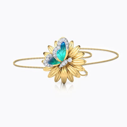 Floral Butterfly Diamond Pendant Diamond Pendants 18 Karat Yellow Gold Floral Butterfly Diamond Pendant