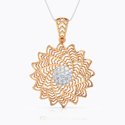 Spiral Aloe Fractal Diamond Pendant Diamond Pendants 18 Karat Rose Gold Spiral Aloe Fractal Diamond Pendant