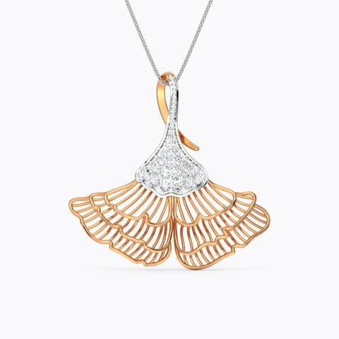 Ginko Leaf Diamond Pendant Diamond Pendants 18 Karat Rose Gold Ginko Leaf Diamond Pendant