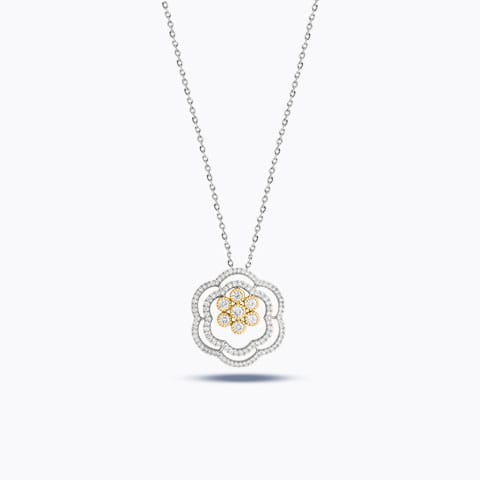 Dramatic Bloom Diamond Pendant Diamond Pendants 18 Karat Two Tone Gold Dramatic Bloom Diamond Pendant