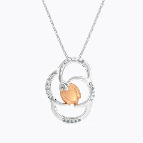 Enclosed Tulip Diamond Pendant Diamond Pendants 14 Karat Two Tone Gold Enclosed Tulip Diamond Pendant