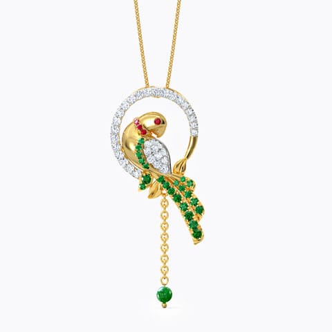 Grandiose Parrot Gemstone Pendant Diamond,Gemstone Pendants 18 Karat Yellow Gold Grandiose Parrot Gemstone Pendant