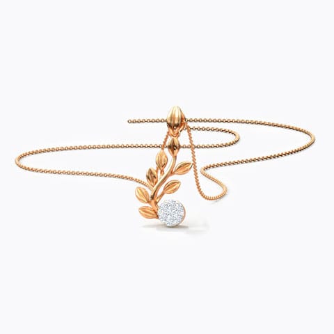 Curvy Fern Diamond Pendant Diamond Pendants 18 Karat Rose Gold Curvy Fern Diamond Pendant
