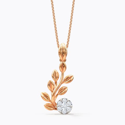 Curvy Fern Diamond Pendant Diamond Pendants 18 Karat Rose Gold Curvy Fern Diamond Pendant