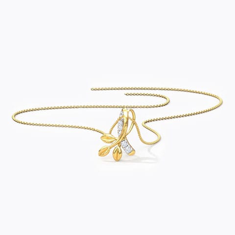 Tendril Fern Diamond Pendant Diamond Pendants 18 Karat Yellow Gold Tendril Fern Diamond Pendant