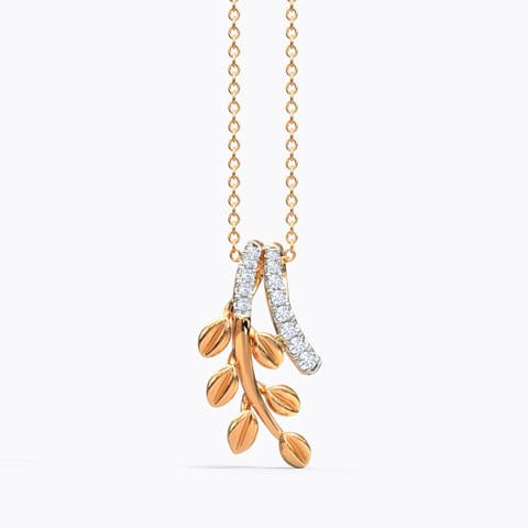 Curvilinear Diamond Fern Pendant Diamond Pendants 18 Karat Rose Gold Curvilinear Diamond Fern Pendant