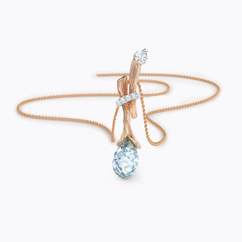 Offshoot Dewdrops Gemstone Pendant Diamond,Gemstone Pendants 14 Karat Rose Gold Offshoot Dewdrops Gemstone Pendant