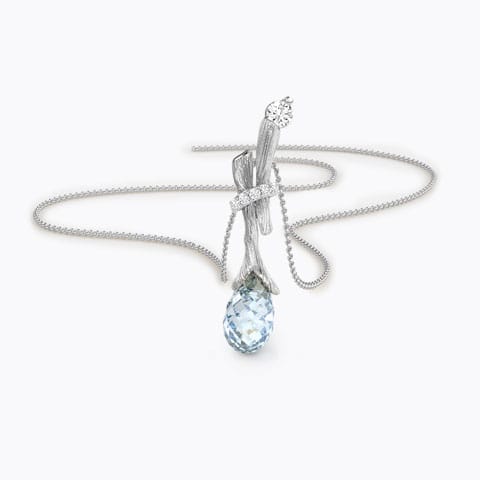 Offshoot Dewdrops Gemstone Pendant Diamond,Gemstone Pendants 14 Karat White Gold Offshoot Dewdrops Gemstone Pendant