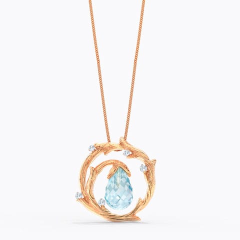 Encircle Dewdrops Gemstone Pendant Diamond,Gemstone Pendants 14 Karat Rose Gold Encircle Dewdrops Gemstone Pendant