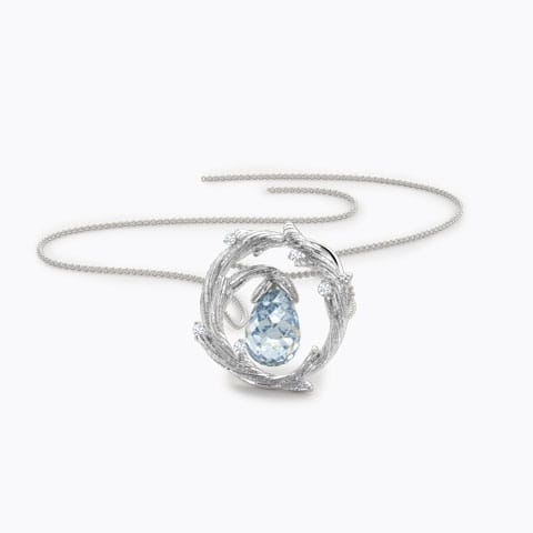 Encircle Dewdrops Gemstone Pendant Diamond,Gemstone Pendants 14 Karat White Gold Encircle Dewdrops Gemstone Pendant