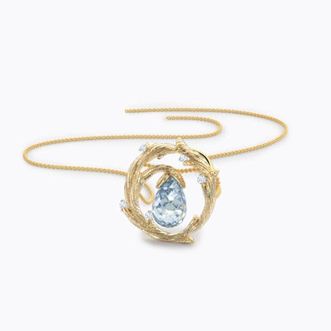 Encircle Dewdrops Gemstone Pendant Diamond,Gemstone Pendants 14 Karat Yellow Gold Encircle Dewdrops Gemstone Pendant