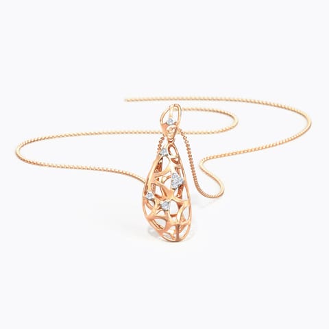 Drop Lattice Diamond Pendant Diamond Pendants 14 Karat Rose Gold Drop Lattice Diamond Pendant