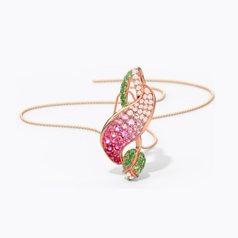 Fushia Sparkling Gemstone Pendant Diamond,Gemstone Pendants 18 Karat Rose Gold Fushia Sparkling Gemstone Pendant