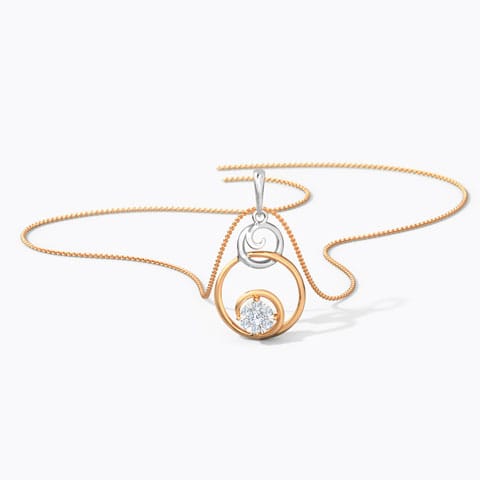 Naisha Swirl Diamond Pendant Diamond Pendants 14 Karat Two Tone Gold Naisha Swirl Diamond Pendant