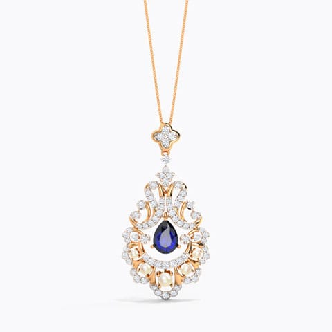 Alice Azure Gemstone Pendant Diamond,Gemstone Pendants 18 Karat Rose Gold Alice Azure Gemstone Pendant
