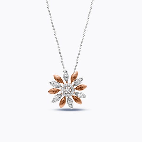 Zara Sunflower Diamond Pendant Diamond Pendants 14 Karat Rose Gold Zara Sunflower Diamond Pendant