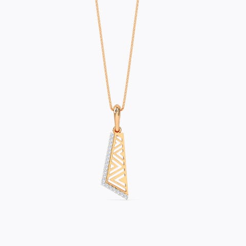Linear Diamond Aztec Pendant Diamond Pendants 14 Karat Yellow Gold Linear Diamond Aztec Pendant