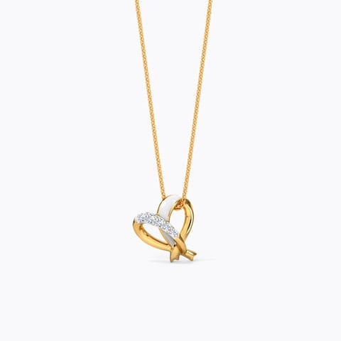 Ivory Heart Diamond Pendant Diamond Pendants 14 Karat Yellow Gold Ivory Heart Diamond Pendant