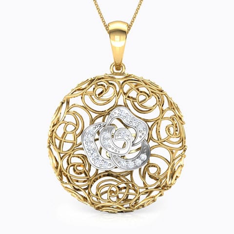 Thea Trellis Diamond Pendant Diamond Pendants 18 Karat Two Tone Gold Thea Trellis Diamond Pendant