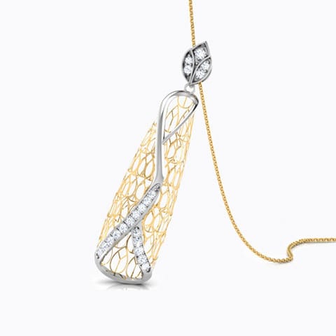 Callista Trellis Diamond Pendant Diamond Pendants 18 Karat Two Tone Gold Callista Trellis Diamond Pendant